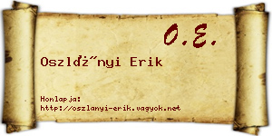 Oszlányi Erik névjegykártya